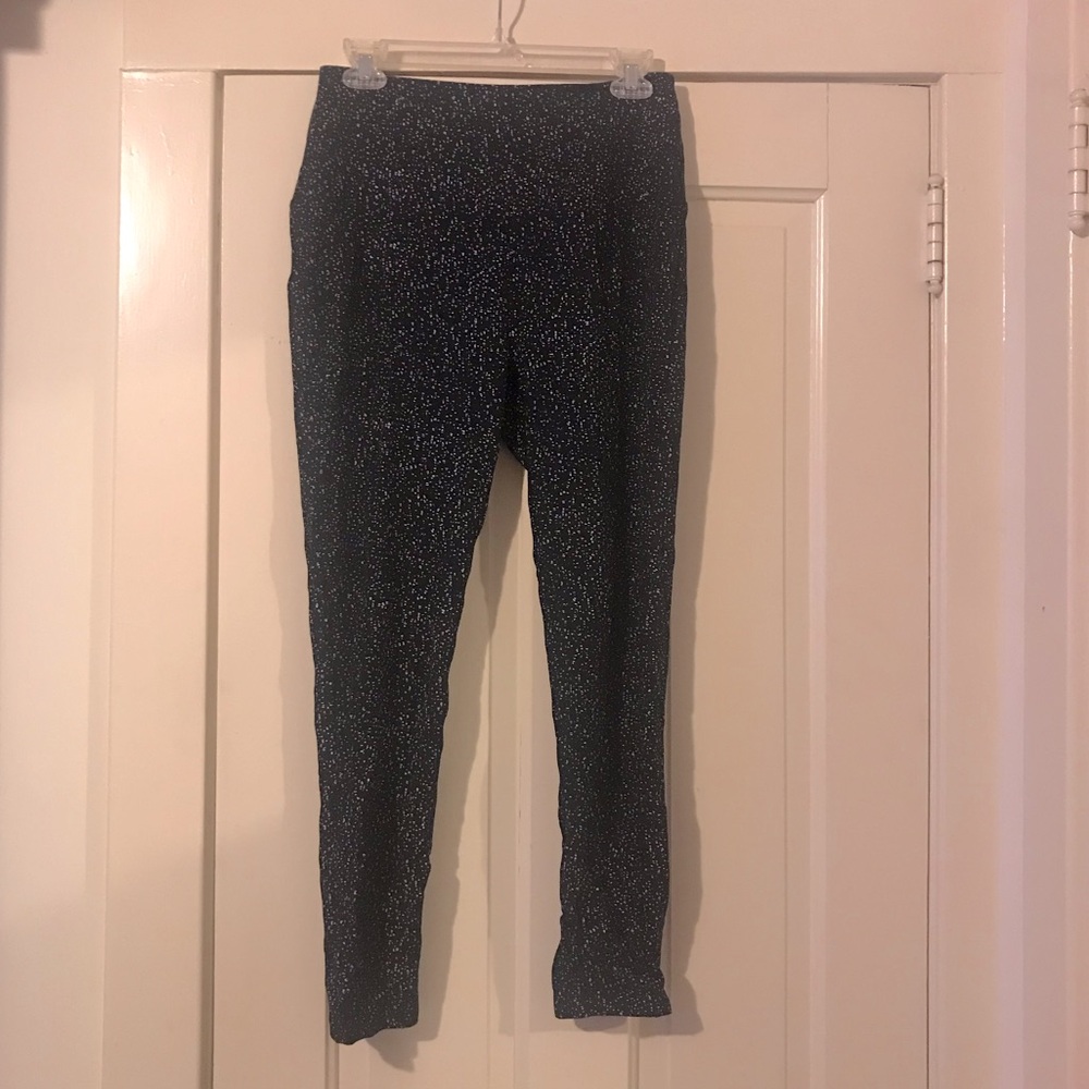 Rachel Zoe Large L leggings pants black white dot print